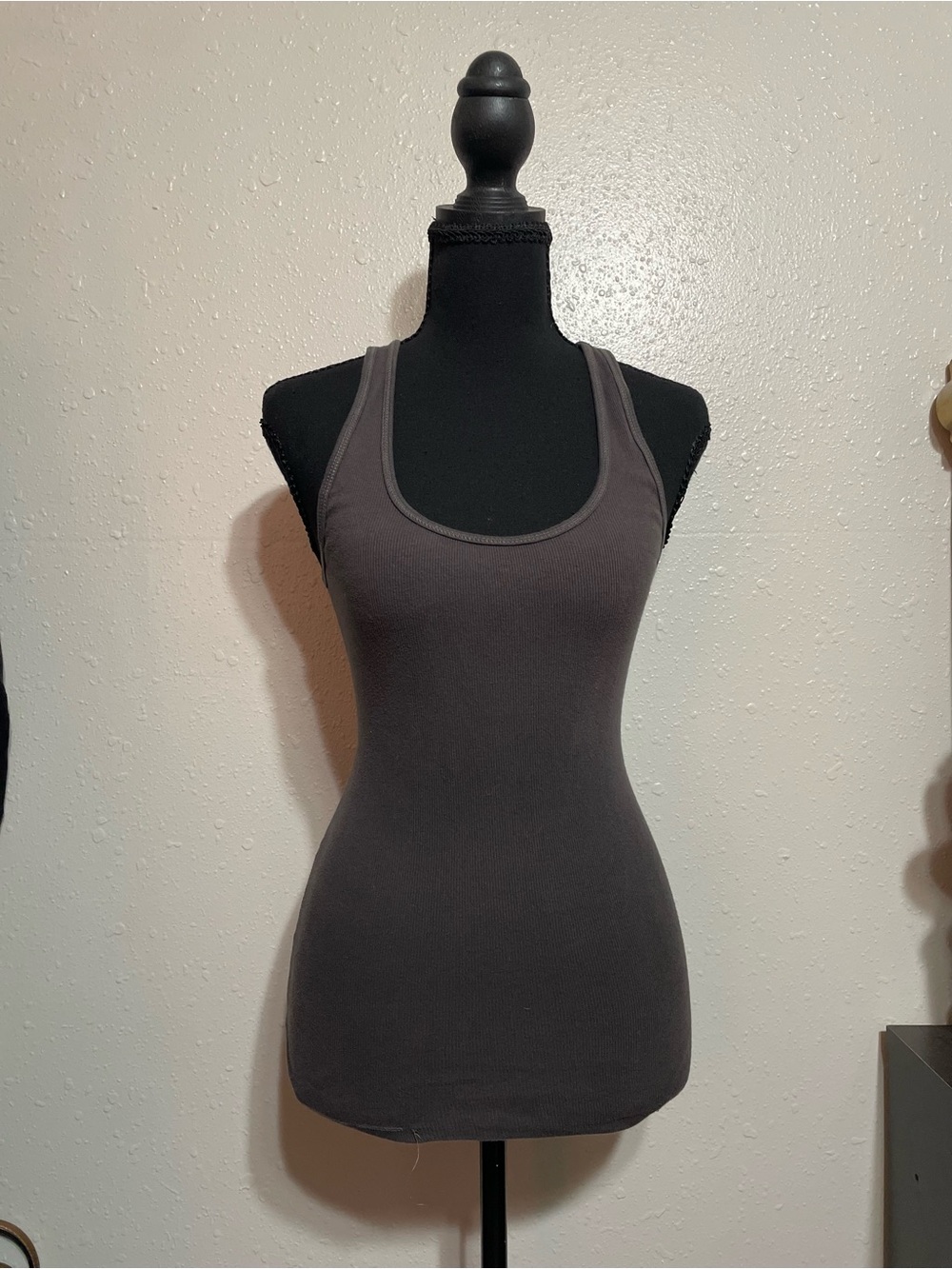 American Eagle Outfitters Dark Charcoal Ribbed Tank Top